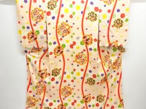 アンティーク　錦紗雪輪に菊梅模様着物